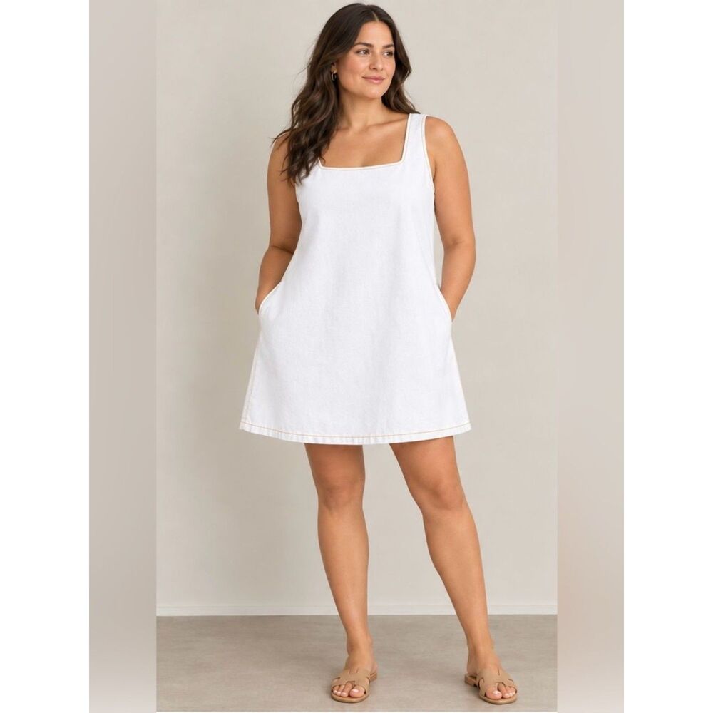 Cotton On - Off-White Sleeveless Slip On Charlie Denim Mini Dress - size 8 NWT